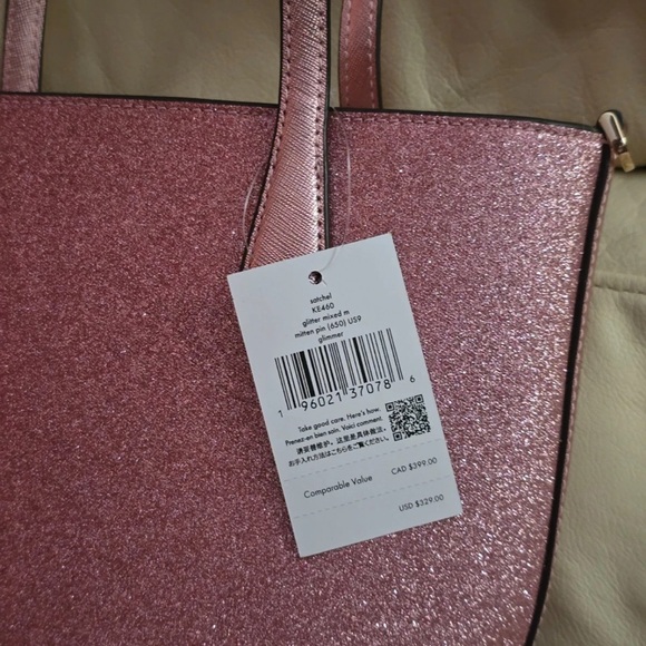 Kate Spade Glitter Glimmer Mitten Pink Satchel Crossbody - Picture 6 of 15